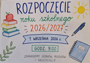 Grafika informująca o rozpoczęciu roku szkolnego.